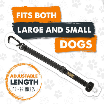 Dog Car Seat Belt | Universal Pet Safety Belt, Created with Human Seatbelt Material. All-Metal Hardware with Adjustable Length Strap. Exceeds Safety Standards. Keep Your Dog Secure (Black)